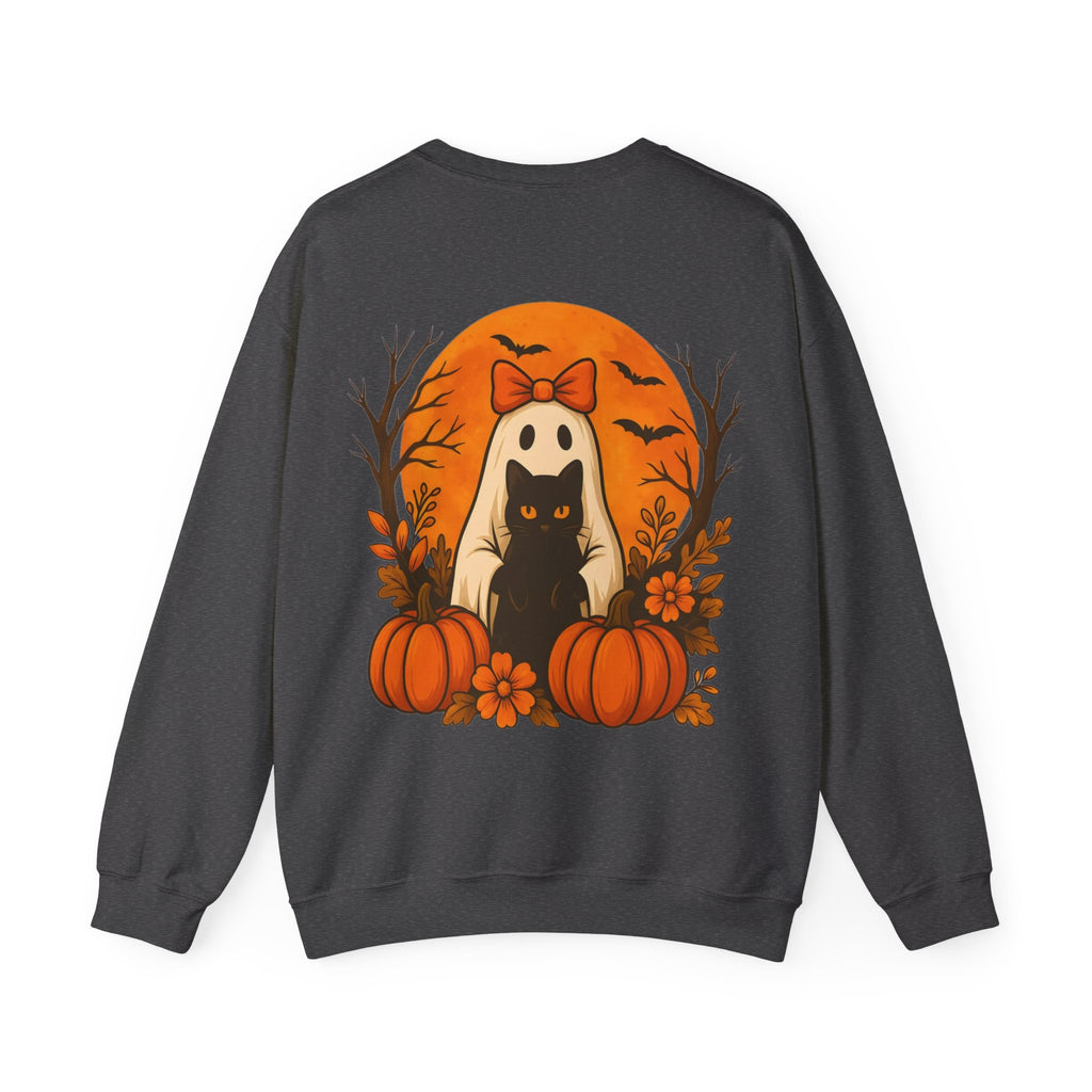 ORVIAN — Black Cat & Pumpkin Halloween Crewneck, Ghost & Coquette Bow Unisex Heavy Blend