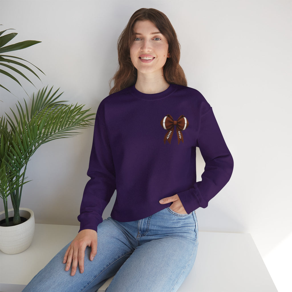 ORVIAN — Touchdown Season Coquette Football Bow Crewneck, Varsity Game Day Unisex Heavy Blend