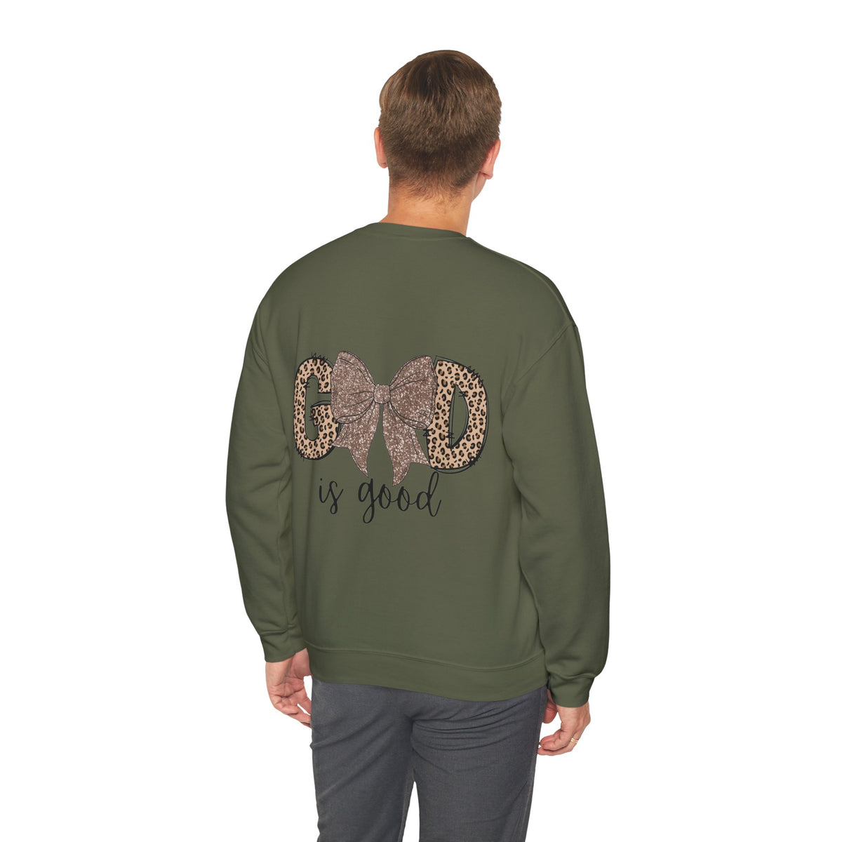 ORVIAN — Leopard Is The New Black & God Is Good Coquette Bow Crewneck, Faith-Inspired Unisex