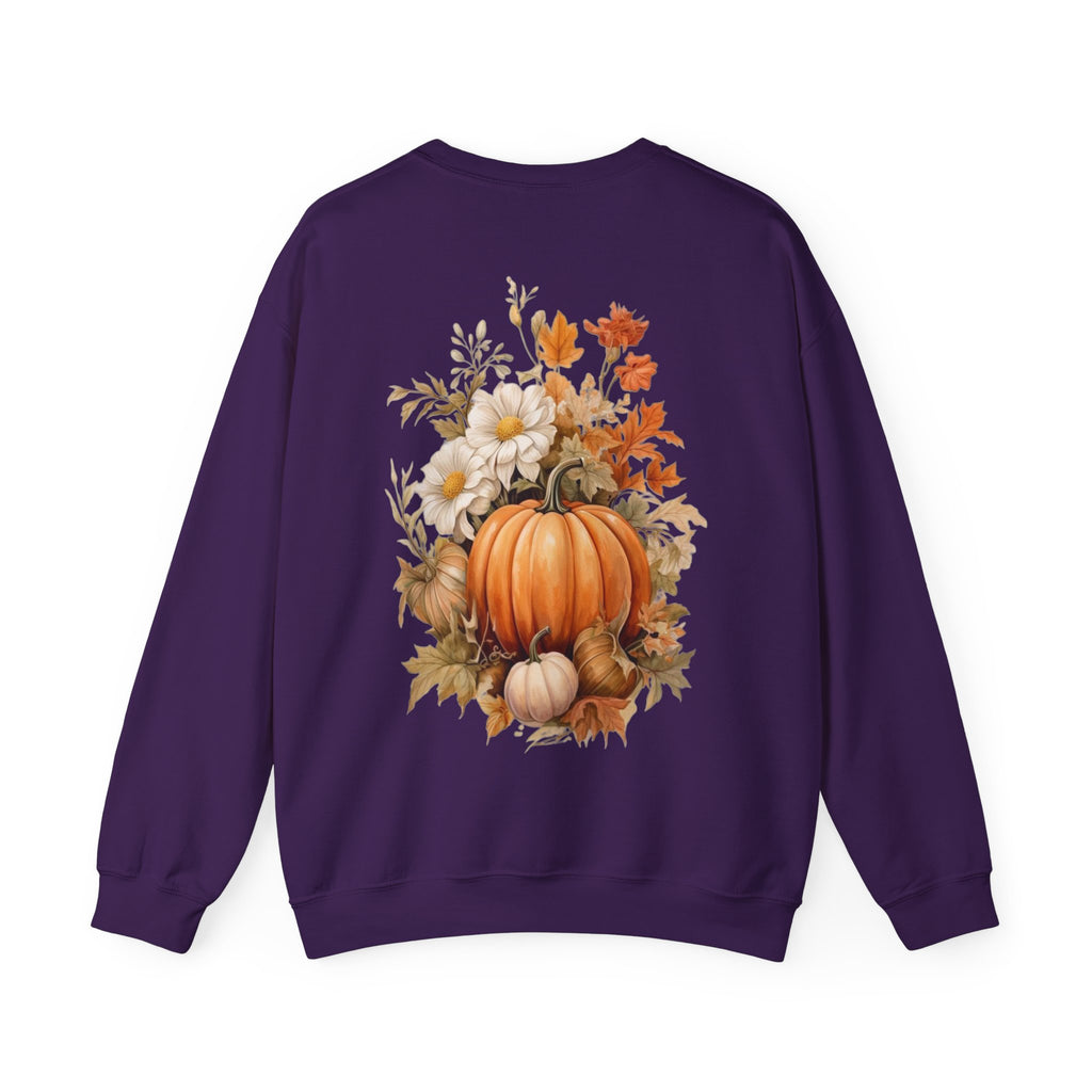 ORVIAN — Pumpkin Spice & Autumn Botanicals Crewneck, Floral Pumpkin Fall Unisex Sweatshirt
