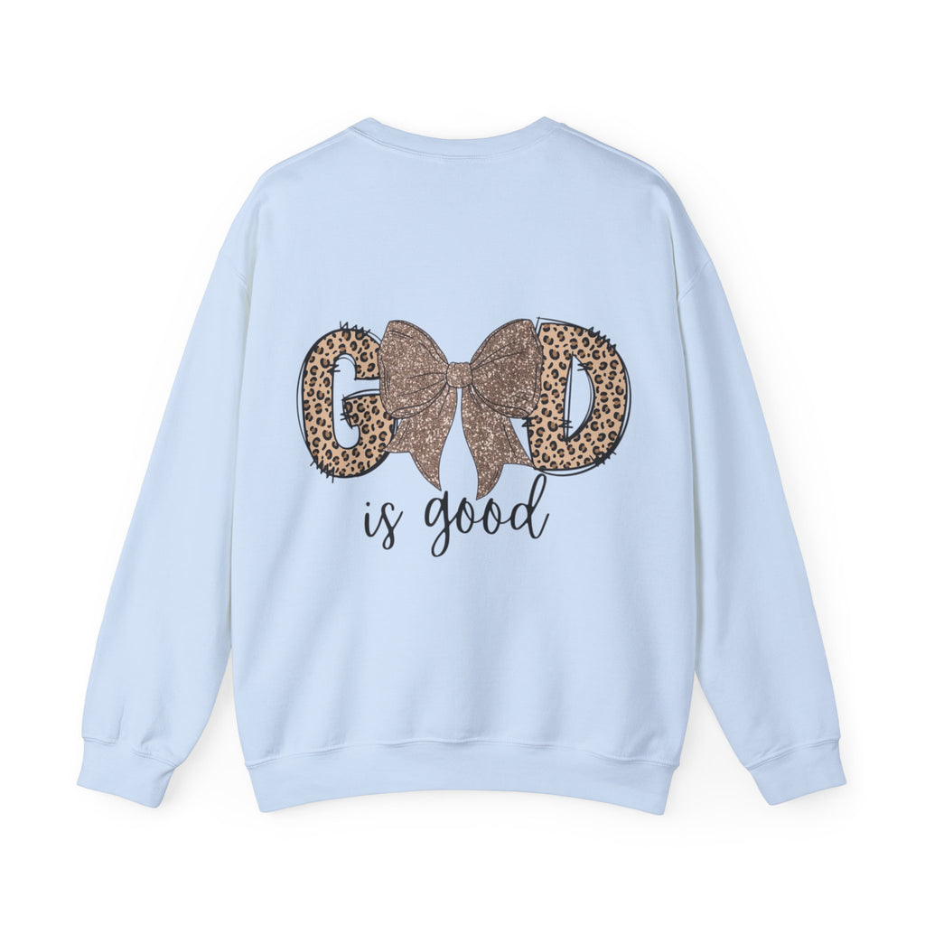 ORVIAN — Leopard Is The New Black & God Is Good Coquette Bow Crewneck, Faith-Inspired Unisex