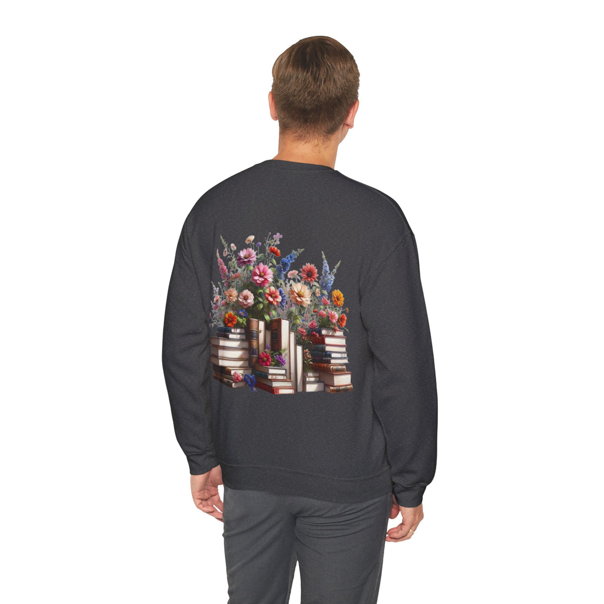 ORVIAN — Steampunk Floral Pocket Watch & Blooming Books Crewneck, Vintage Literary Unisex
