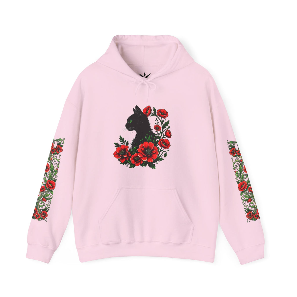 ORVIAN — Black Cat & Red Poppies Unisex Heavy Blend Hoodie
