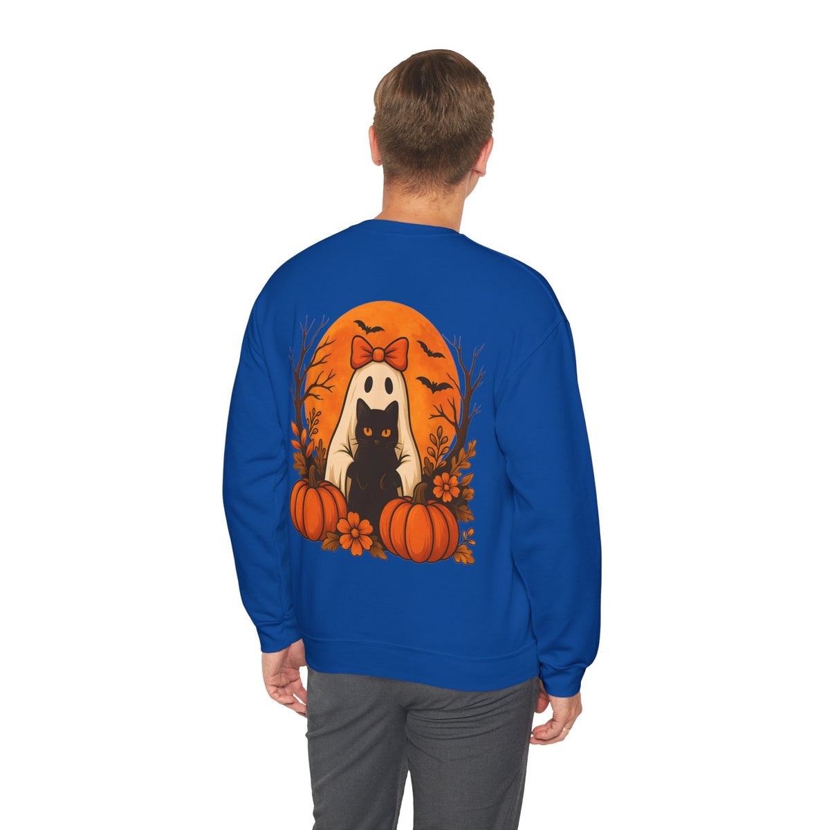 ORVIAN — Black Cat & Pumpkin Halloween Crewneck, Ghost & Coquette Bow Unisex Heavy Blend