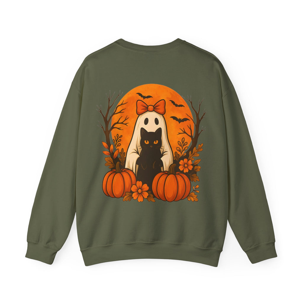ORVIAN — Black Cat & Pumpkin Halloween Crewneck, Ghost & Coquette Bow Unisex Heavy Blend