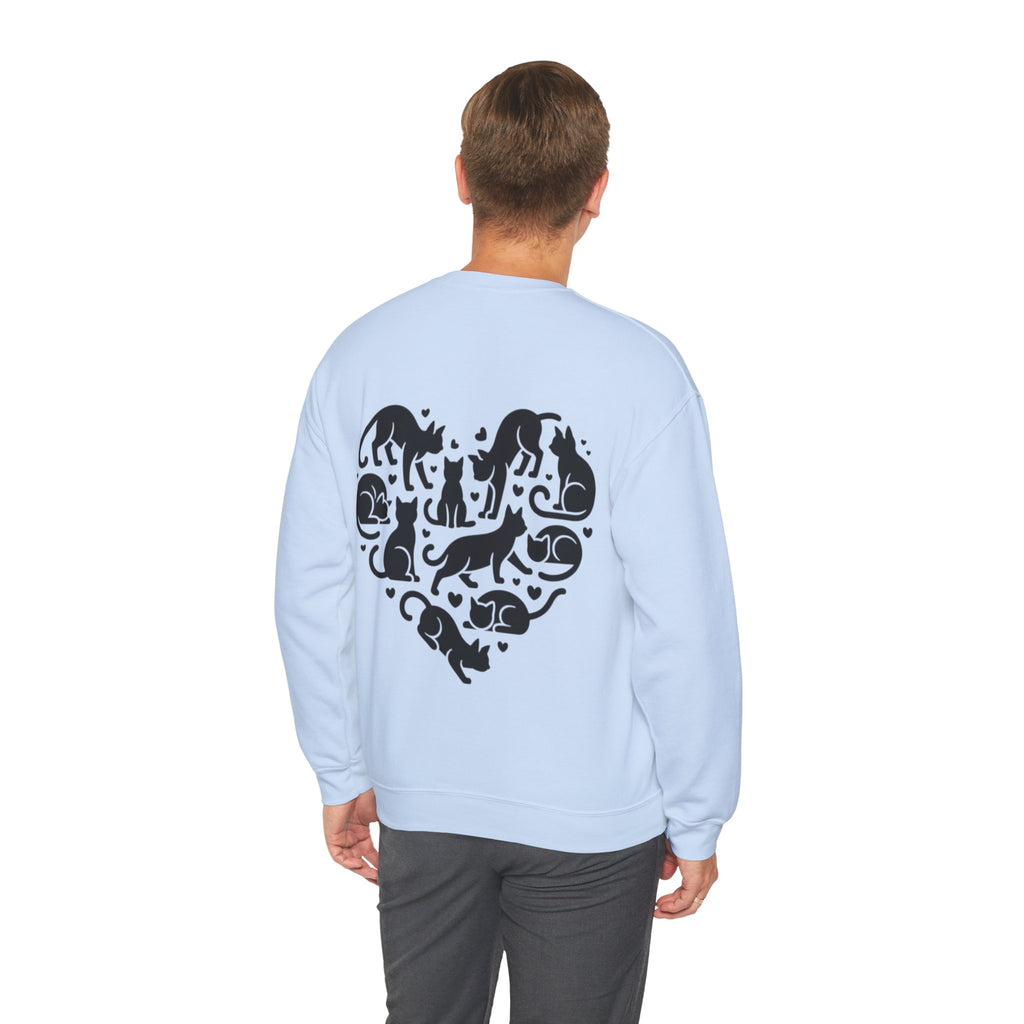ORVIAN — LOVE Cat Silhouette & Heart-Shaped Cats Crewneck, Cat Lover Unisex Heavy Blend