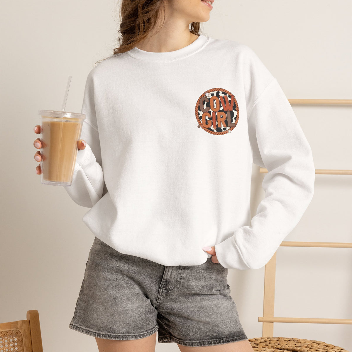 ORVIAN — Cowgirl “If I'm the Problem” Western Crewneck, Longhorn Skull Unisex Heavy Blend