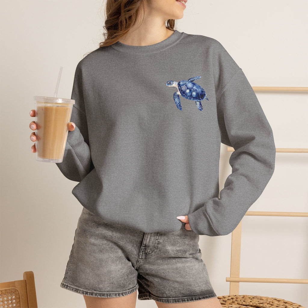 ORVIAN — Sea Turtle & Seashell Starfish Crewneck, Coastal Ocean Nautical Unisex Heavy Blend