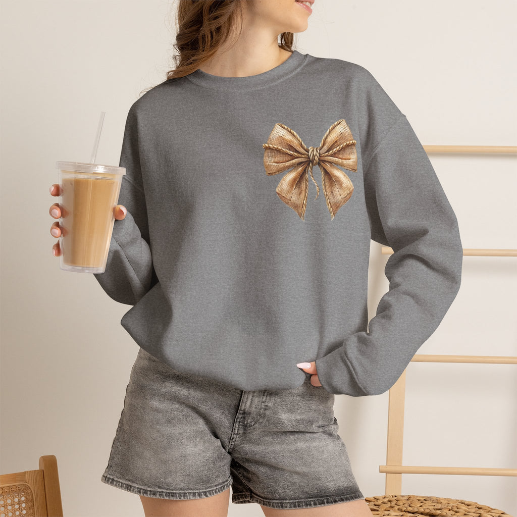 ORVIAN — Coquette Fall Bow & Football Crewneck, Pumpkin Spice Game Day Unisex Heavy Blend