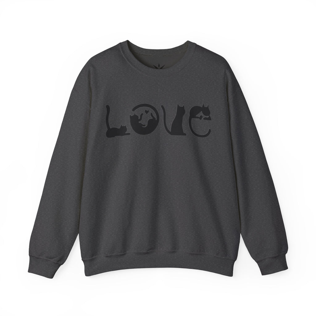 ORVIAN — LOVE Cat Silhouette & Heart-Shaped Cats Crewneck, Cat Lover Unisex Heavy Blend