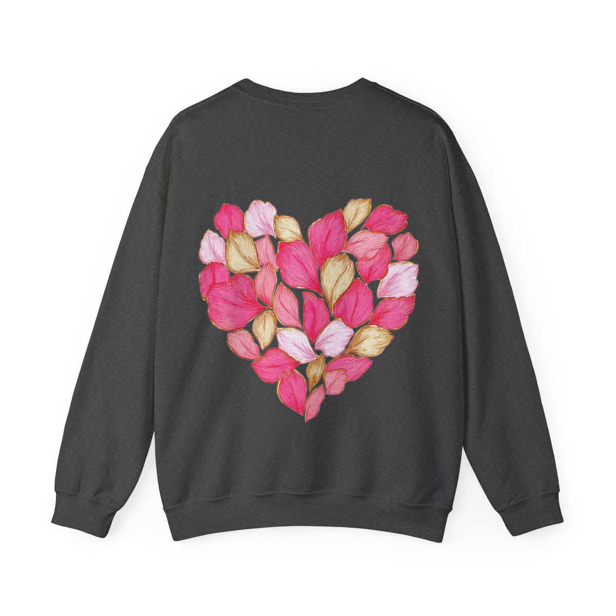 ORVIAN — Floral Rose Heart Crewneck, Romantic Pink Flower Valentine Sweatshirt, Unisex Heavy Blend