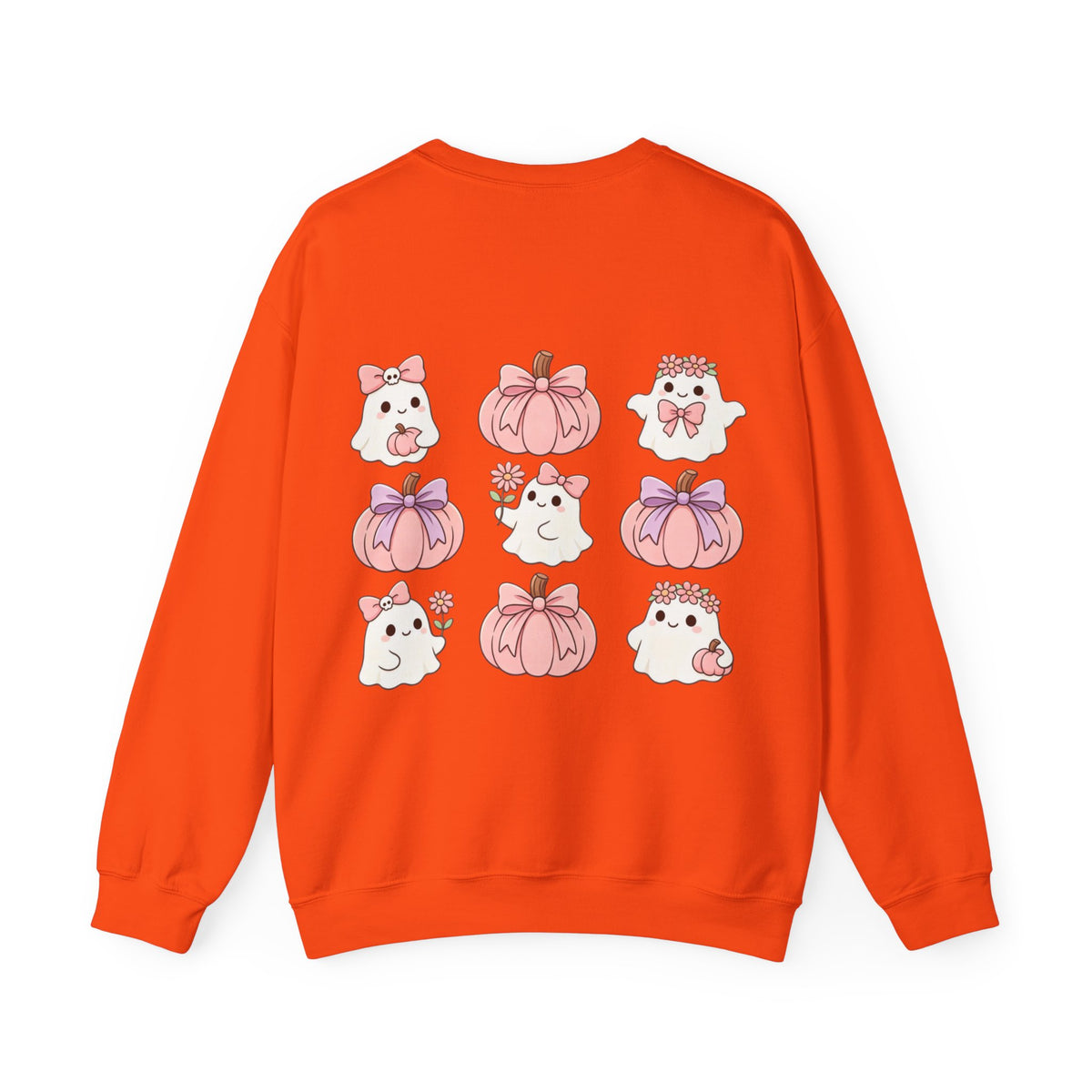 ORVIAN — Pink Halloween Coquette Ghost Crewneck, Bow & Pumpkin Unisex Heavy Blend