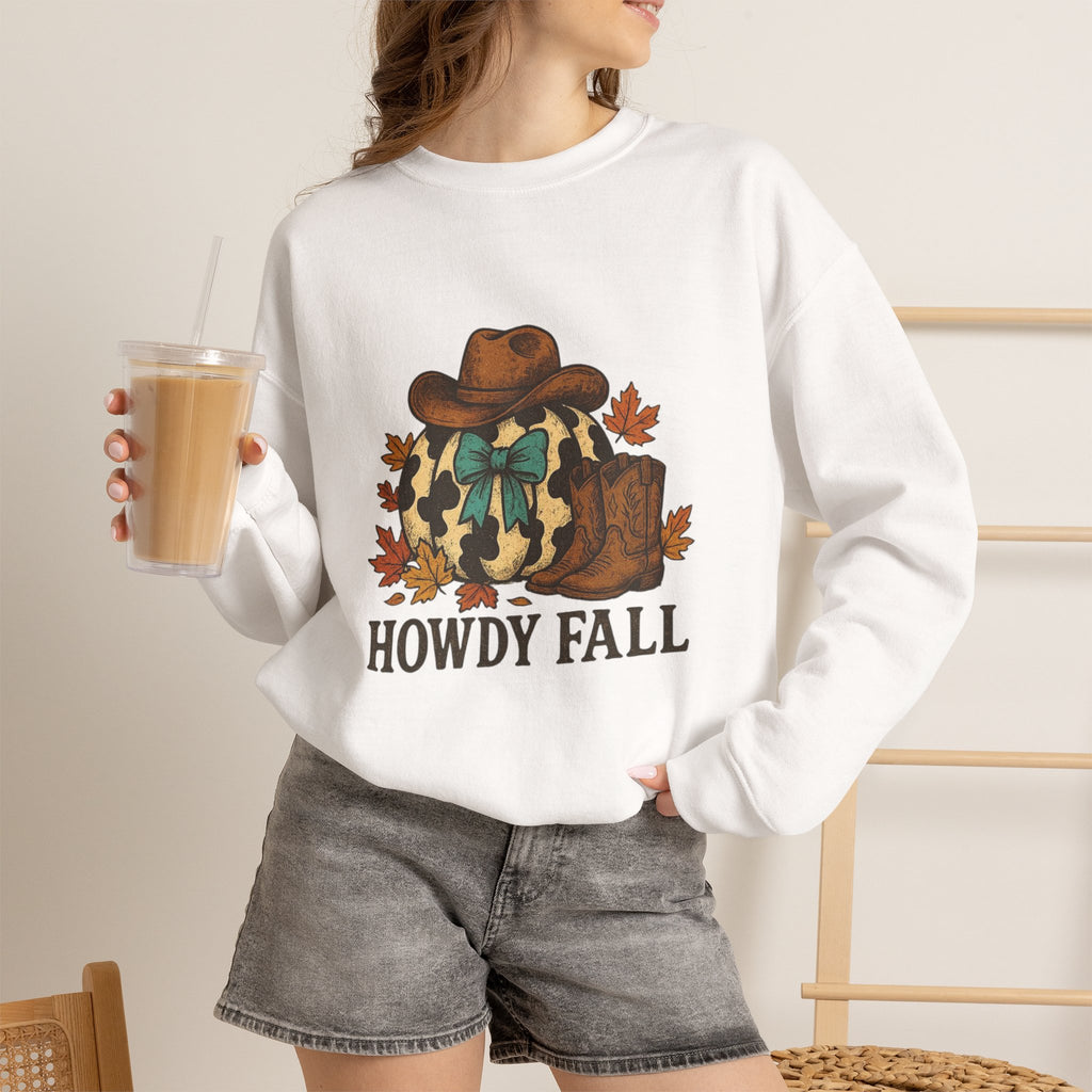 ORVIAN — Howdy Fall Wéstern Pumpkin & Ghost Cow Crewneck, Moo I Mean Boo Halloween Unisex