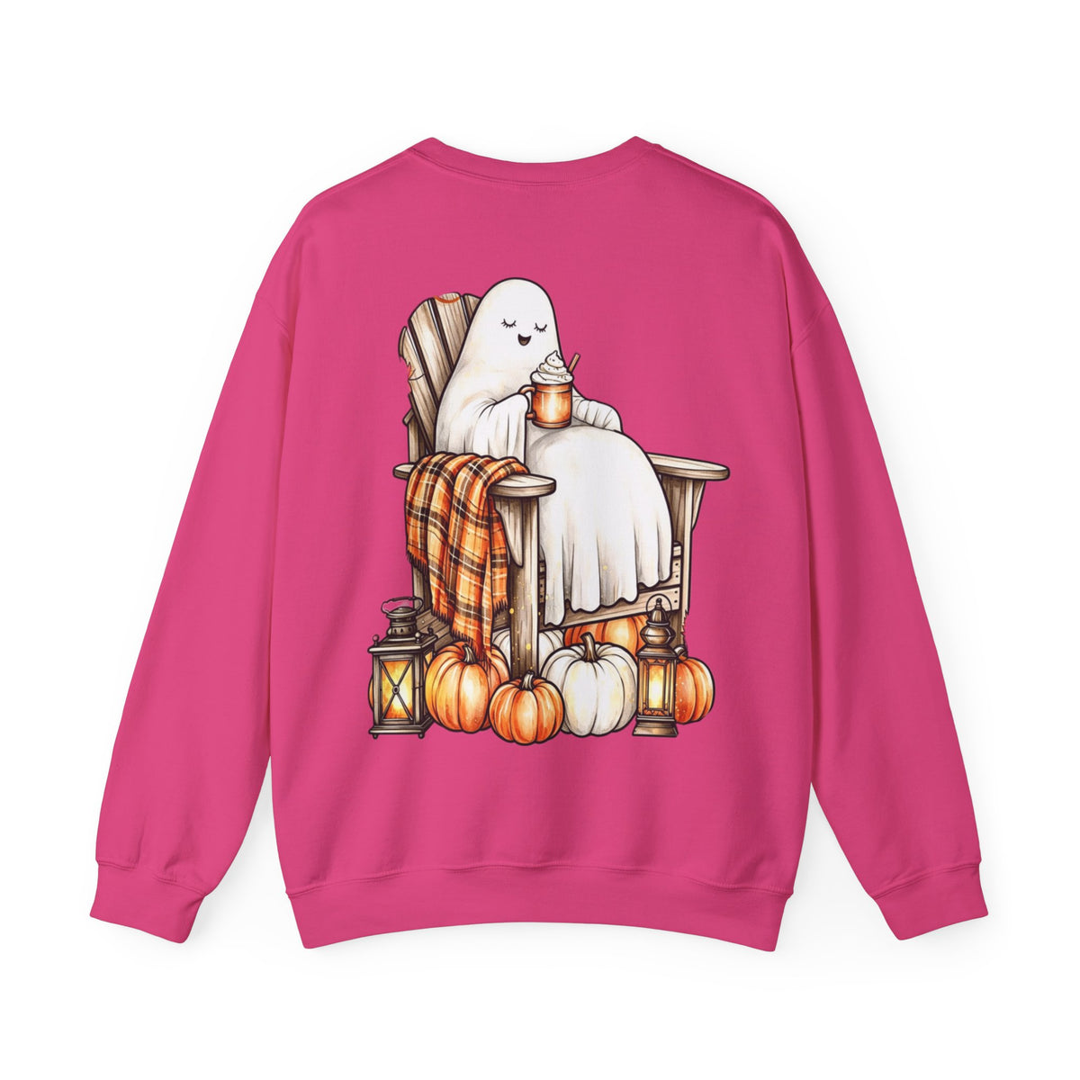 ORVIAN — Ghostly Coffee Break Coquette Bow Crewneck, Cozy Pumpkin Spice Halloween Unisex