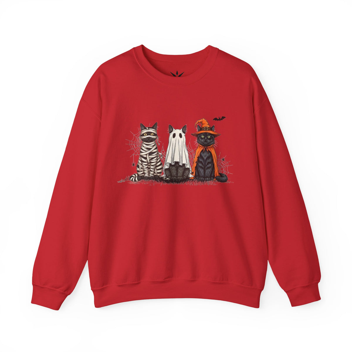 ORVIAN — Halloween Cats & Ghosts Crewneck, Spooky Cute Black Cat Unisex Sweatshirt