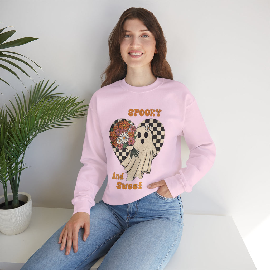 ORVIAN — Spooky & Sweet Ghost Crewneck, Coquette Bow Heart Halloween Unisex Sweatshirt