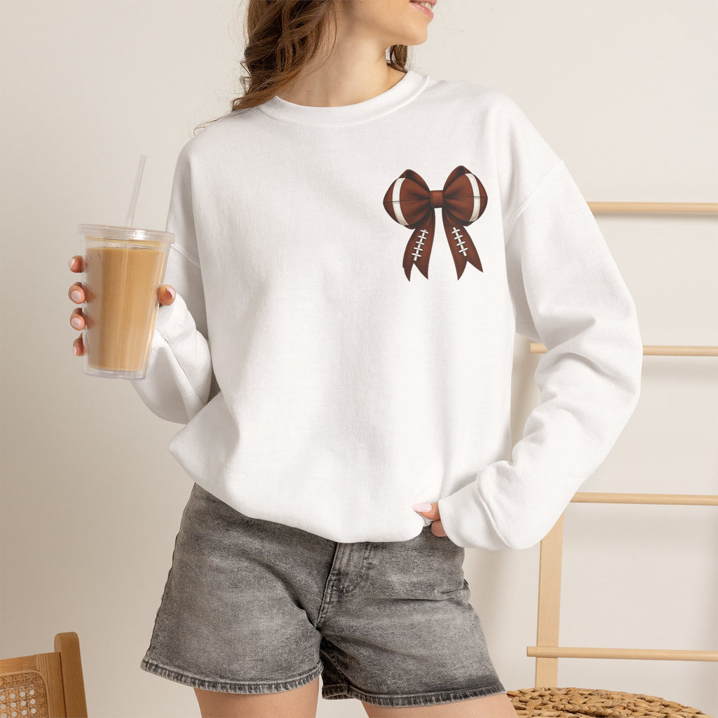 ORVIAN — Touchdown Season Coquette Football Bow Crewneck, Varsity Game Day Unisex Heavy Blend