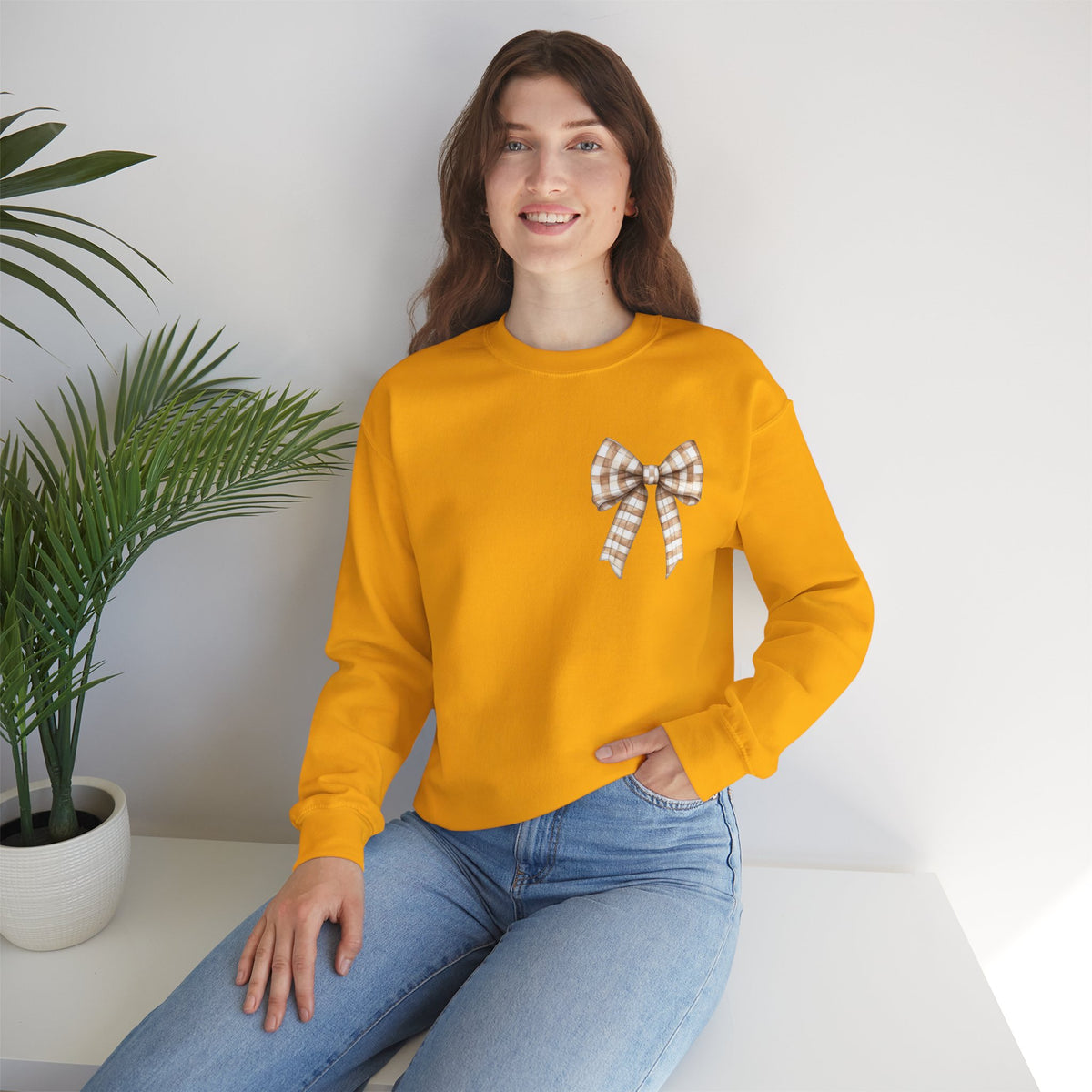 ORVIAN — Touchdown Season Football Bow Crewneck, Sparkle Game Day Sporty Unisex Heavy Blend