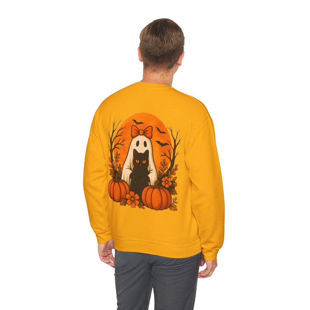 ORVIAN — Black Cat & Pumpkin Halloween Crewneck, Ghost & Coquette Bow Unisex Heavy Blend