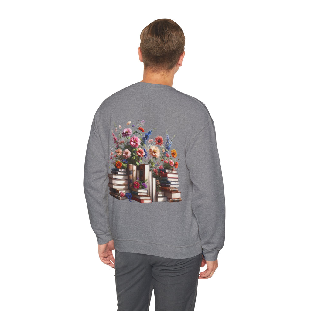 ORVIAN — Steampunk Floral Pocket Watch & Blooming Books Crewneck, Vintage Literary Unisex