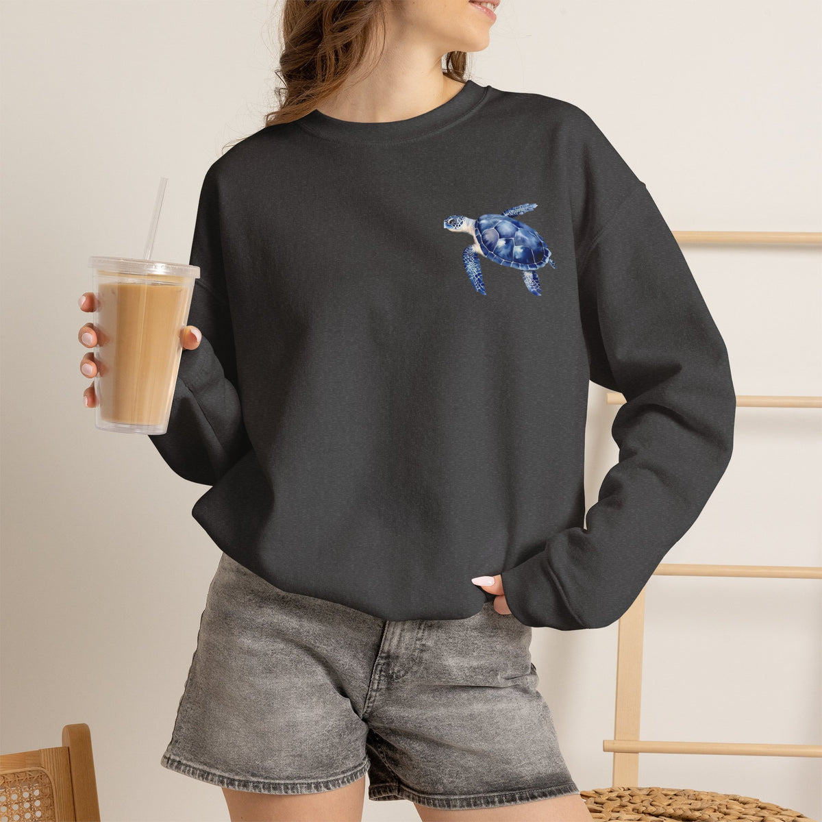 ORVIAN — Sea Turtle & Seashell Starfish Crewneck, Coastal Ocean Nautical Unisex Heavy Blend