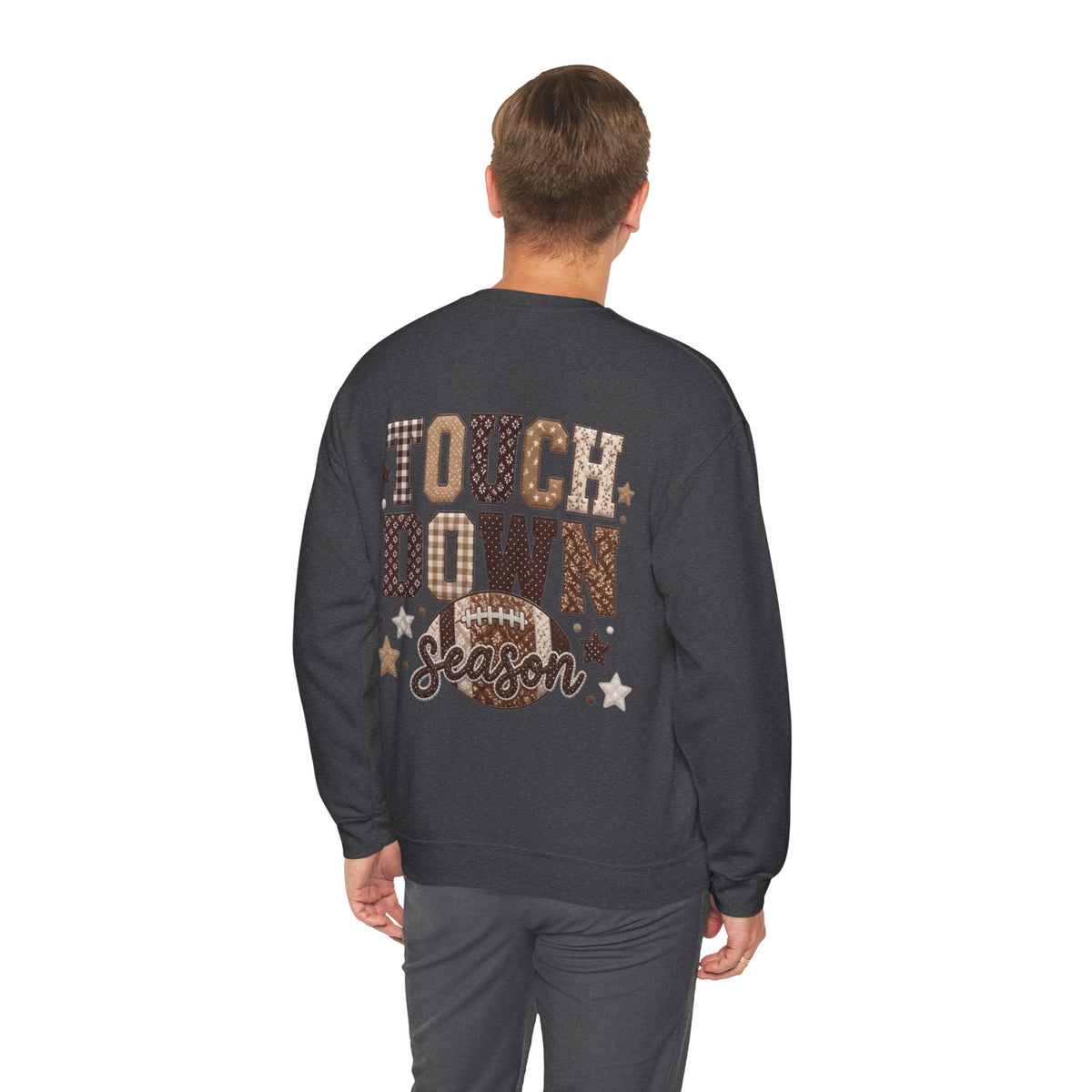 ORVIAN — Touchdown Season Football Bow Crewneck, Sparkle Game Day Sporty Unisex Heavy Blend