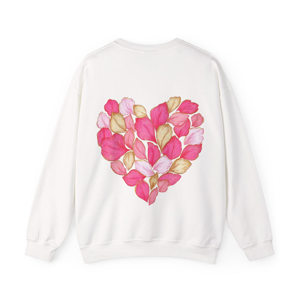 ORVIAN — Floral Rose Heart Crewneck, Romantic Pink Flower Valentine Sweatshirt, Unisex Heavy Blend