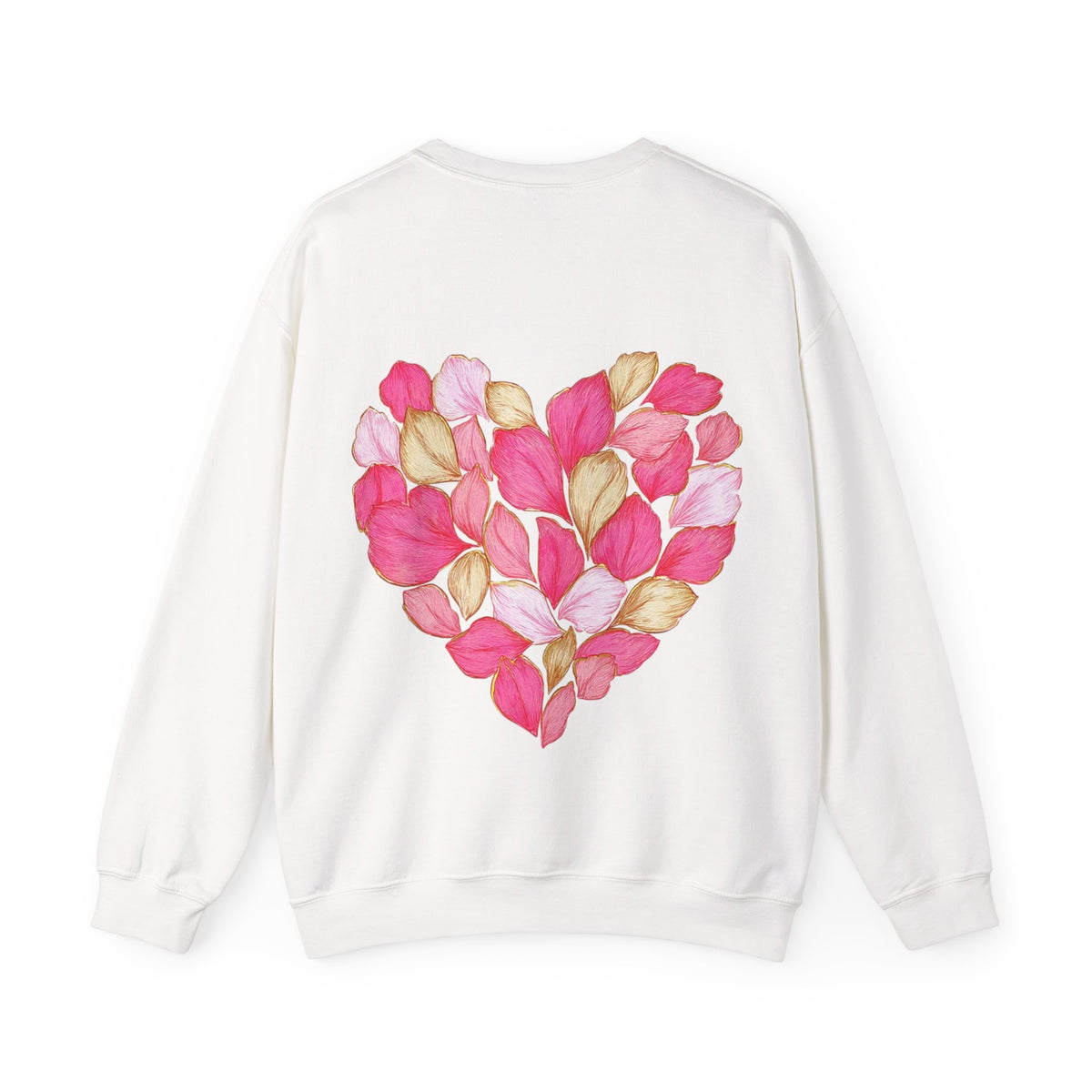 ORVIAN — Floral Rose Heart Crewneck, Romantic Pink Flower Valentine Sweatshirt, Unisex Heavy Blend