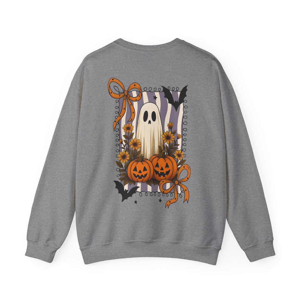 ORVIAN — Spooky & Sweet Ghost Crewneck, Coquette Bow Heart Halloween Unisex Sweatshirt