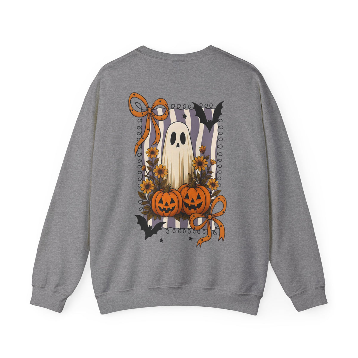 ORVIAN — Spooky & Sweet Ghost Crewneck, Coquette Bow Heart Halloween Unisex Sweatshirt