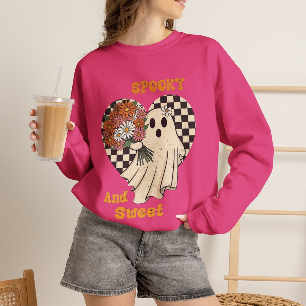 ORVIAN — Spooky & Sweet Ghost Crewneck, Coquette Bow Heart Halloween Unisex Sweatshirt