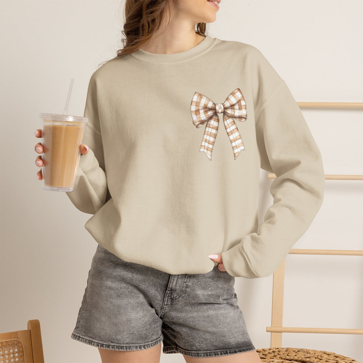 ORVIAN — Touchdown Season Football Bow Crewneck, Sparkle Game Day Sporty Unisex Heavy Blend