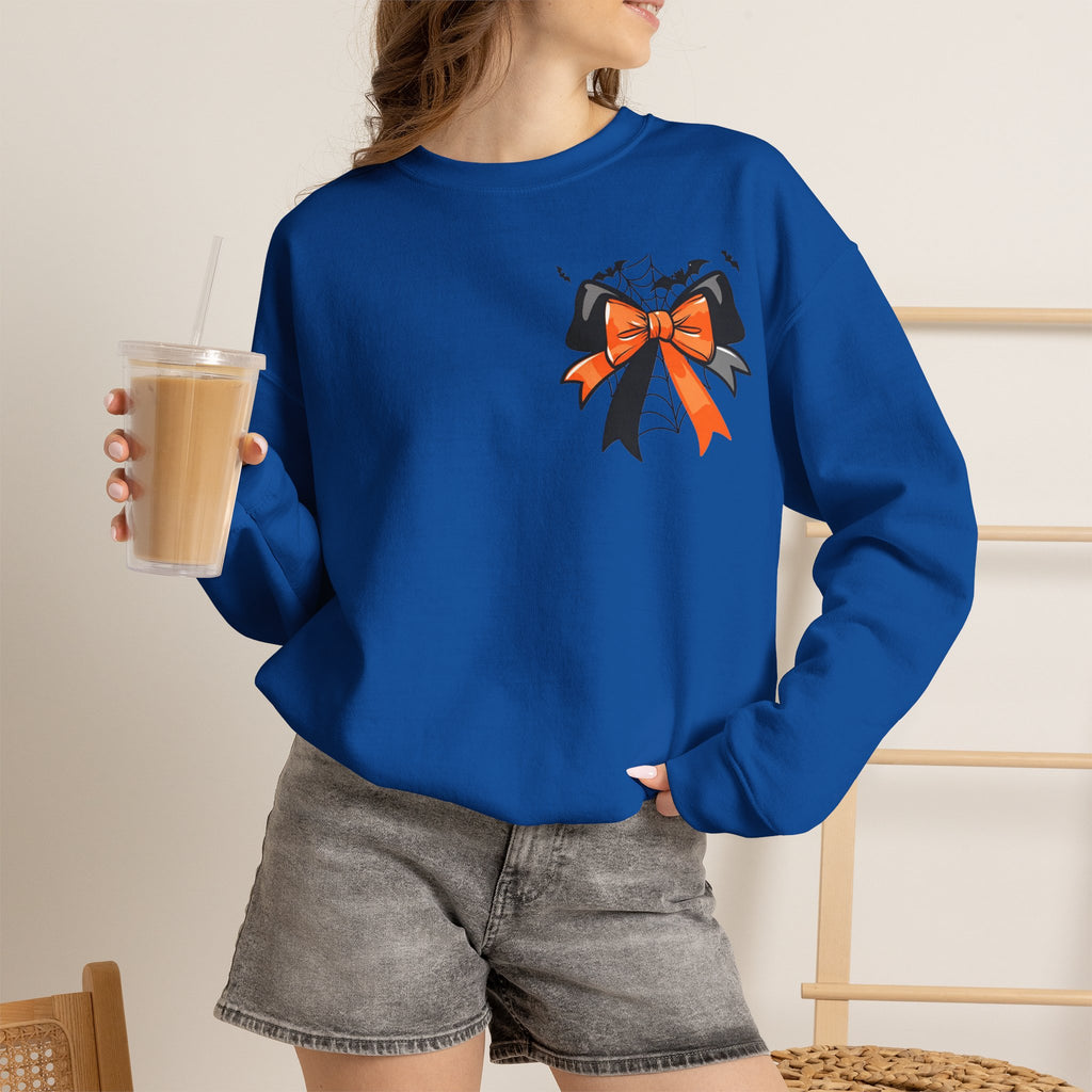 ORVIAN — Coquette Ghost & Bow Halloween Crewneck, Lace Ghost Pumpkin Unisex Sweatshirt