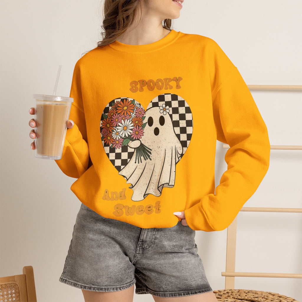 ORVIAN — Spooky & Sweet Ghost Crewneck, Coquette Bow Heart Halloween Unisex Sweatshirt