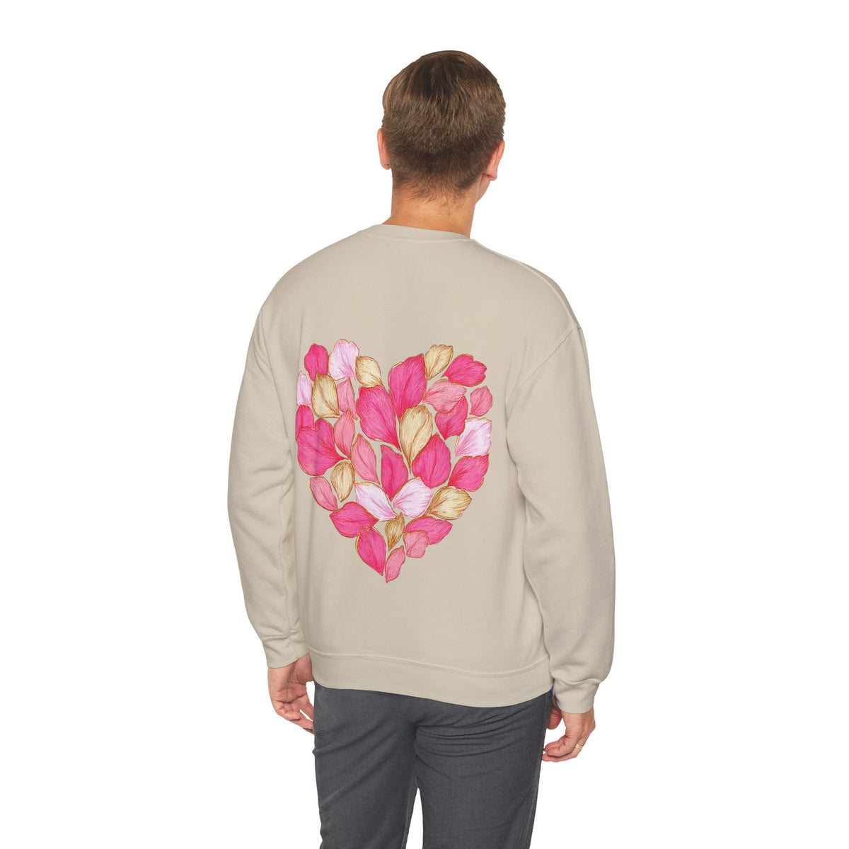 ORVIAN — Floral Rose Heart Crewneck, Romantic Pink Flower Valentine Sweatshirt, Unisex Heavy Blend