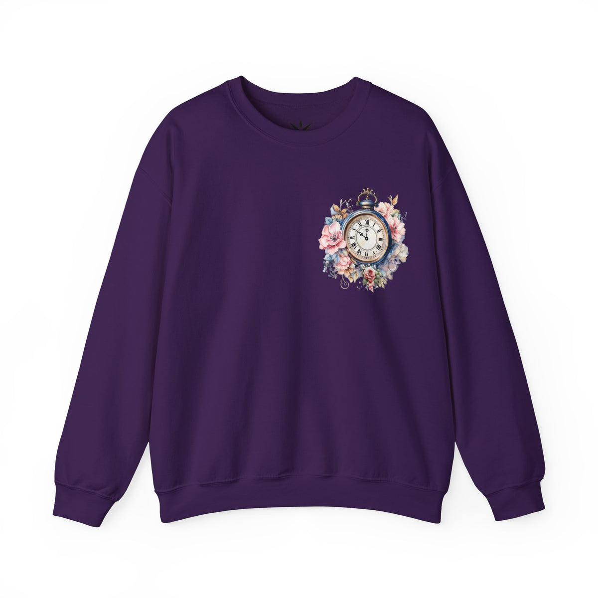 ORVIAN — Blue Watercolor Floral Book Crewneck, Open Book Wildflower Literary Unisex Heavy Blend