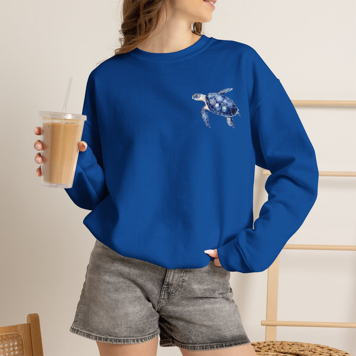 ORVIAN — Sea Turtle & Seashell Starfish Crewneck, Coastal Ocean Nautical Unisex Heavy Blend