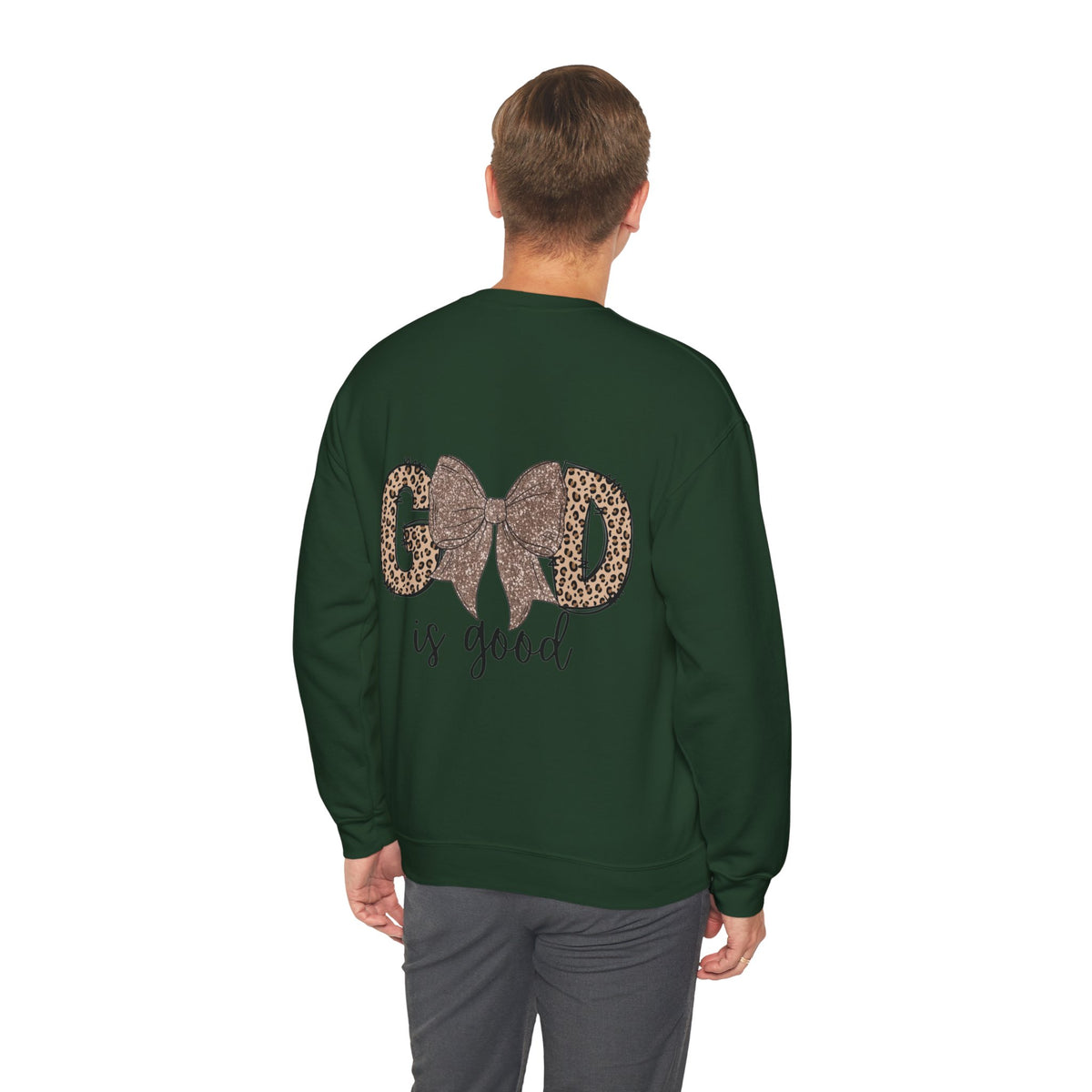 ORVIAN — Leopard Is The New Black & God Is Good Coquette Bow Crewneck, Faith-Inspired Unisex