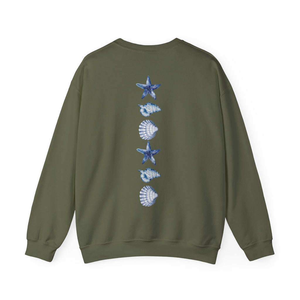 ORVIAN — Sea Turtle & Seashell Starfish Crewneck, Coastal Ocean Nautical Unisex Heavy Blend