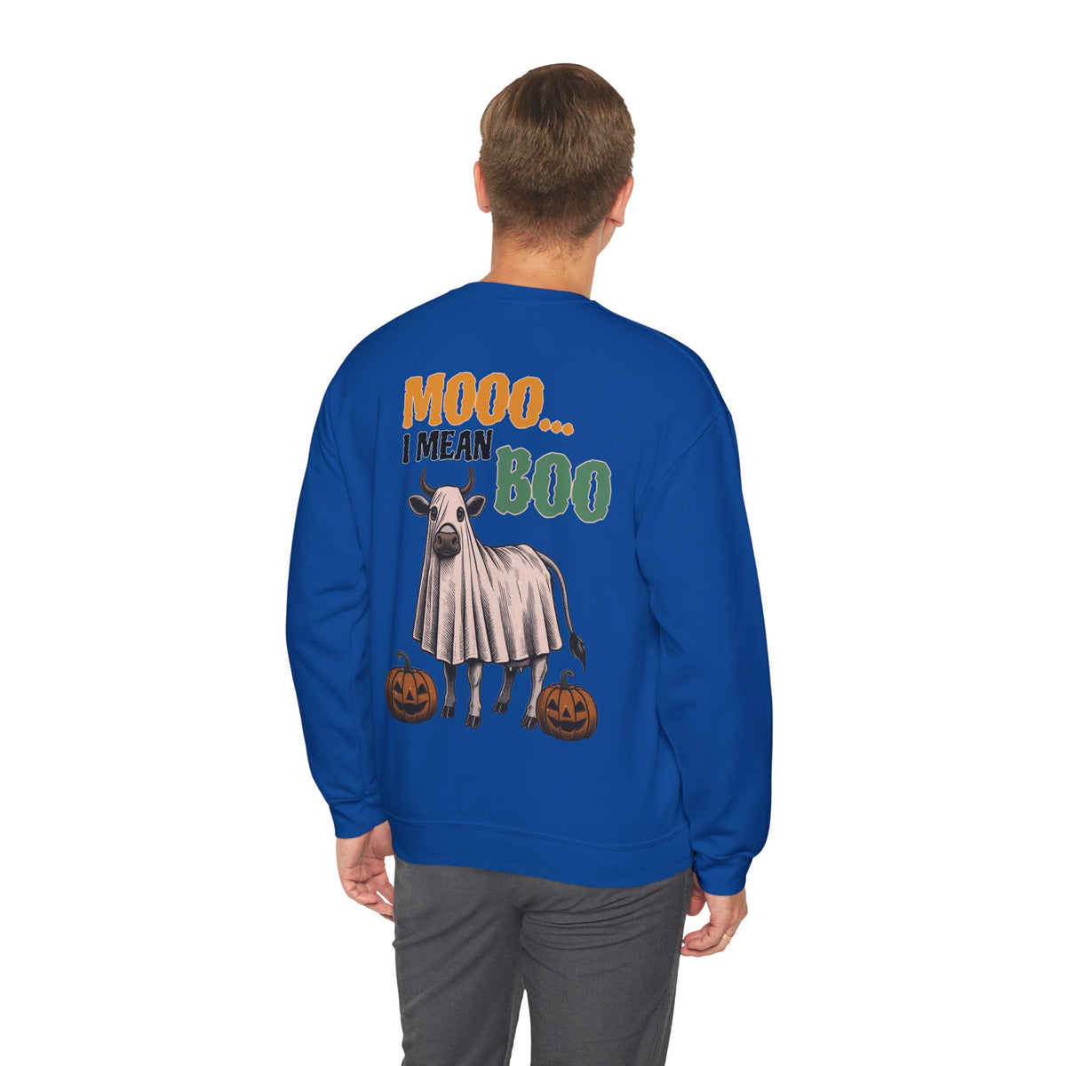 ORVIAN — Howdy Fall Wéstern Pumpkin & Ghost Cow Crewneck, Moo I Mean Boo Halloween Unisex