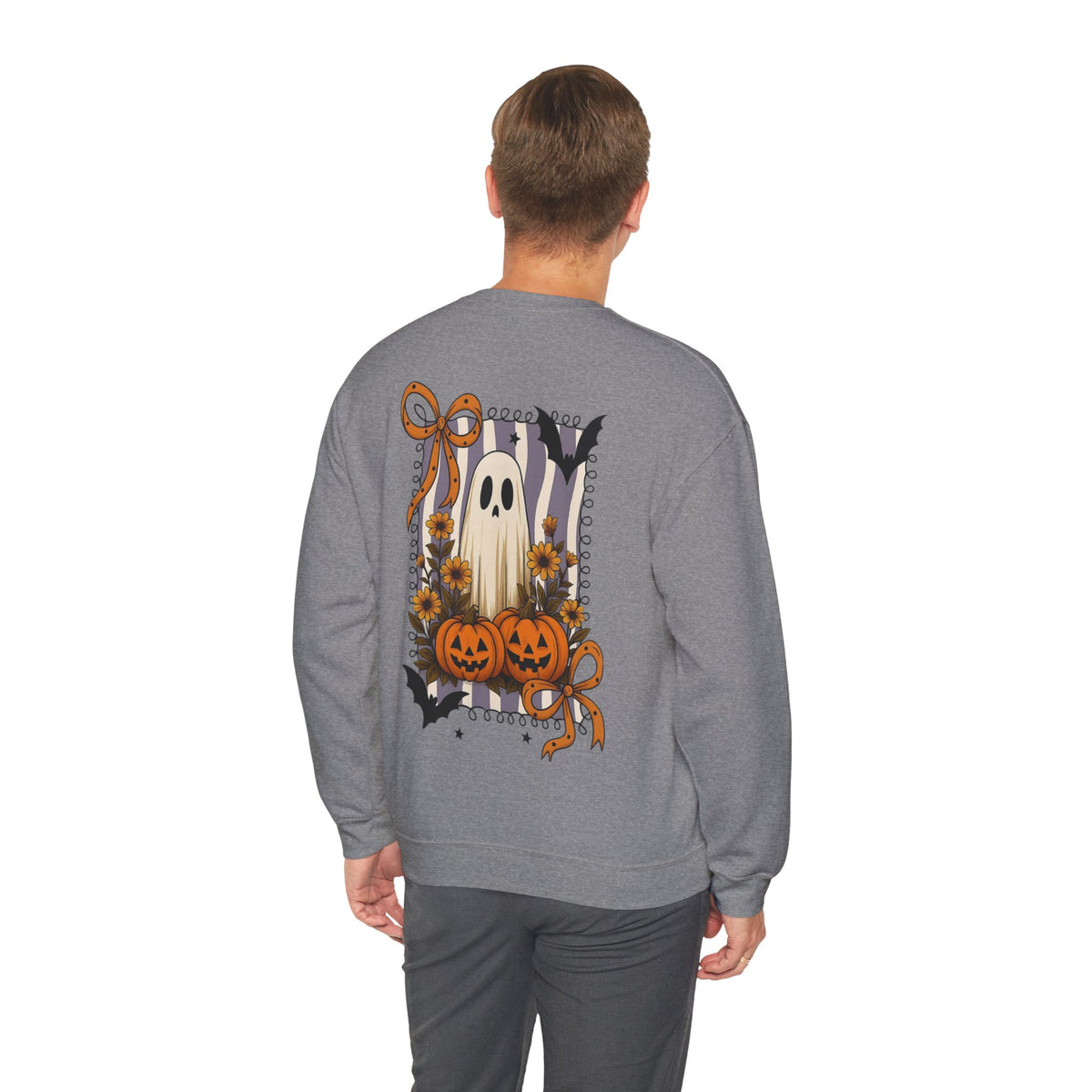 ORVIAN — Spooky & Sweet Ghost Crewneck, Coquette Bow Heart Halloween Unisex Sweatshirt