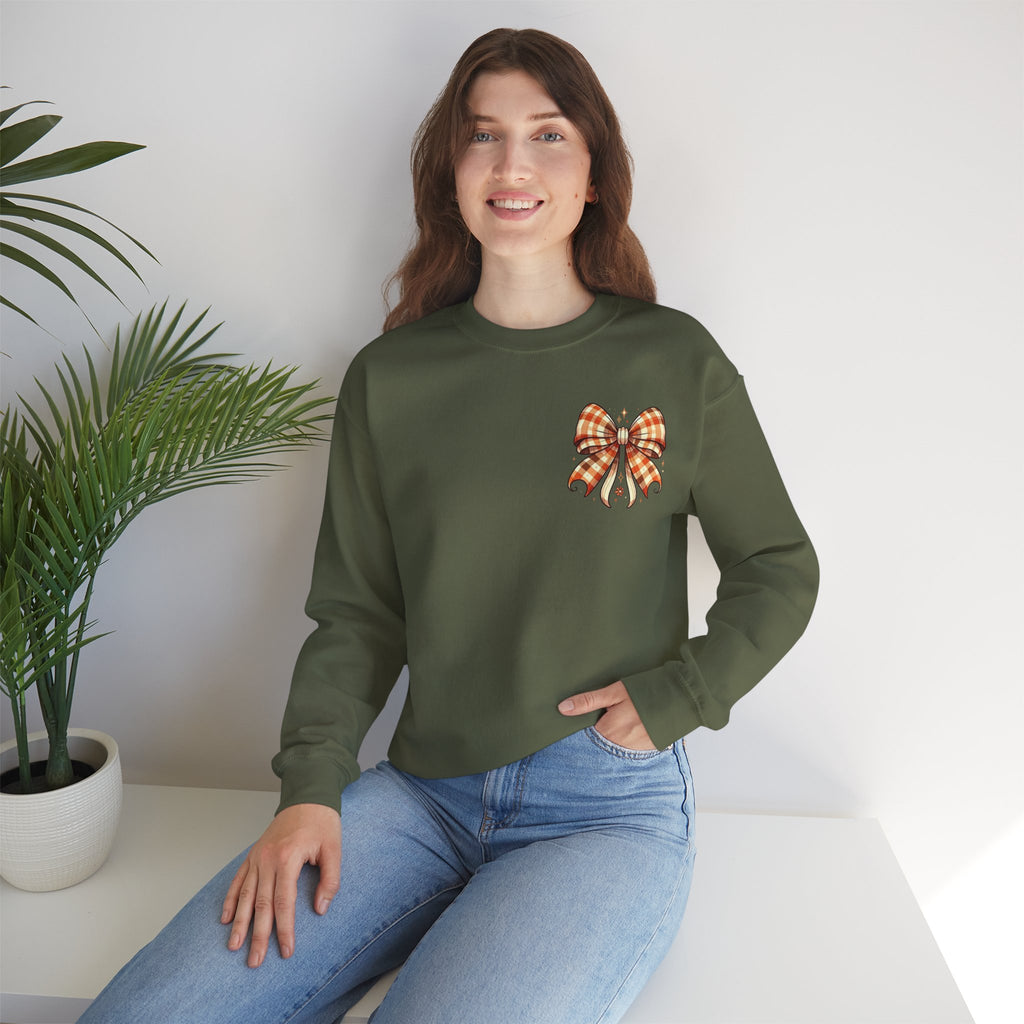 ORVIAN — Ghostly Coffee Break Coquette Bow Crewneck, Cozy Pumpkin Spice Halloween Unisex