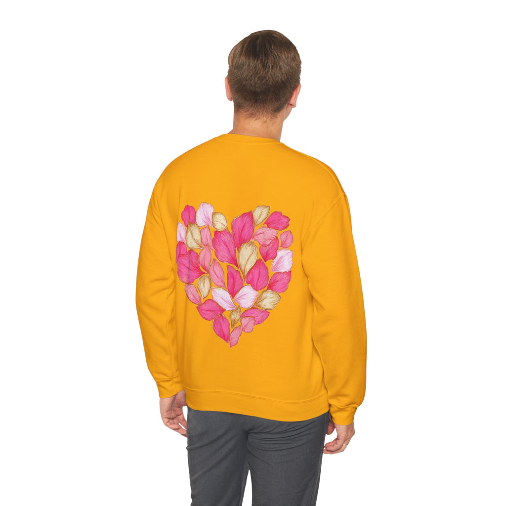 ORVIAN — Floral Rose Heart Crewneck, Romantic Pink Flower Valentine Sweatshirt, Unisex Heavy Blend