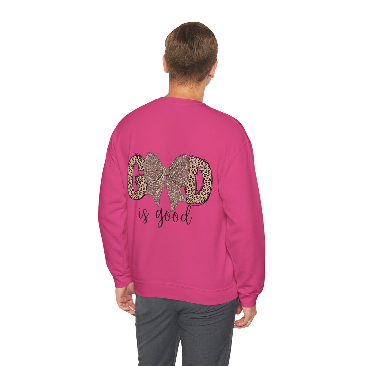 ORVIAN — Leopard Is The New Black & God Is Good Coquette Bow Crewneck, Faith-Inspired Unisex