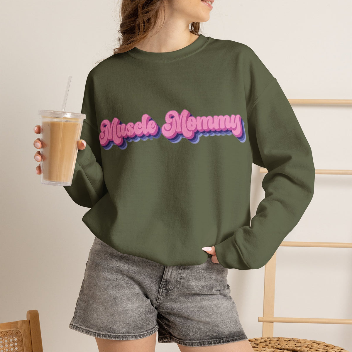 ORVIAN — Muscle Mommy Girls Just Wanna Have Guns Crewneck, Bold Feminine Typography Unisex