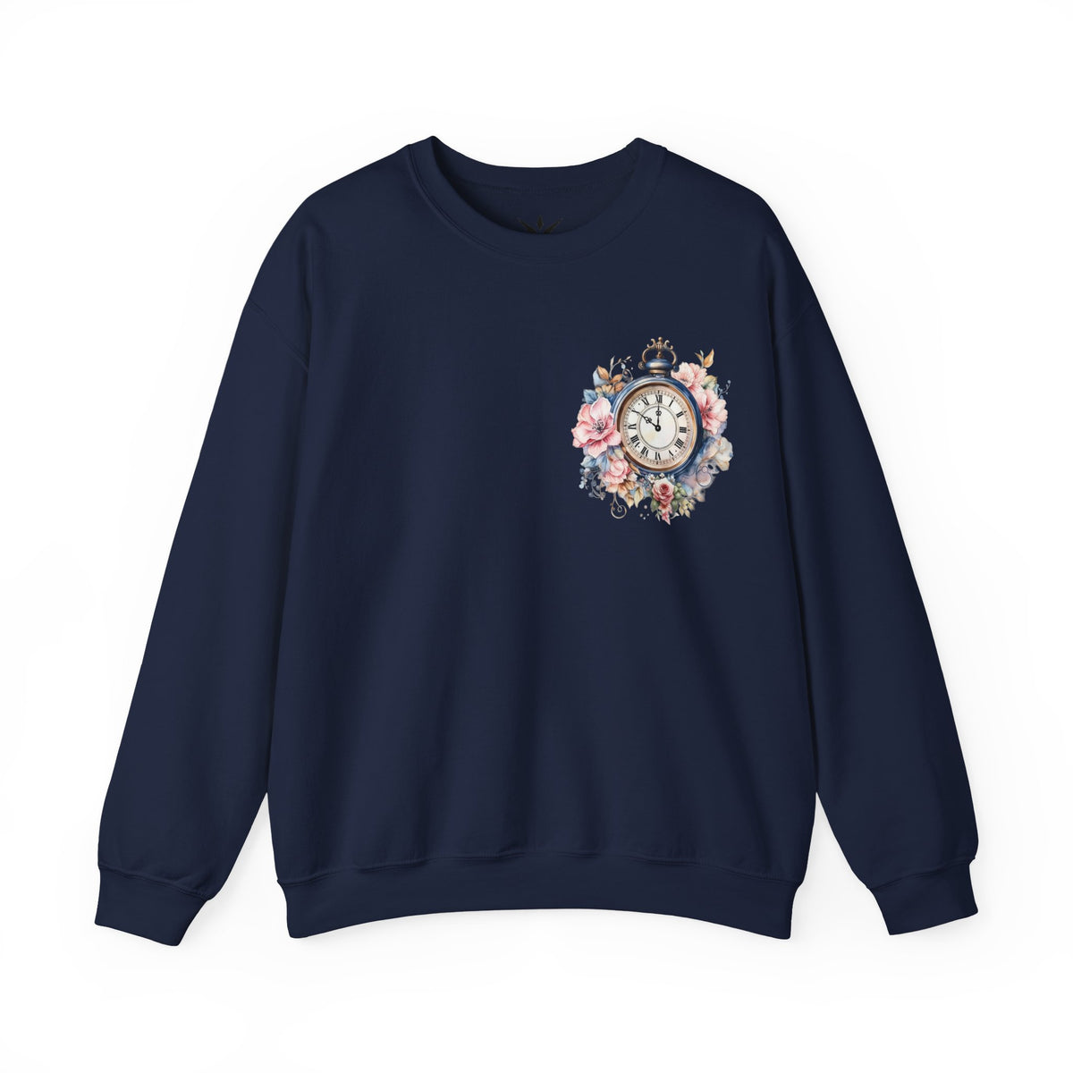 ORVIAN — Blue Watercolor Floral Book Crewneck, Open Book Wildflower Literary Unisex Heavy Blend