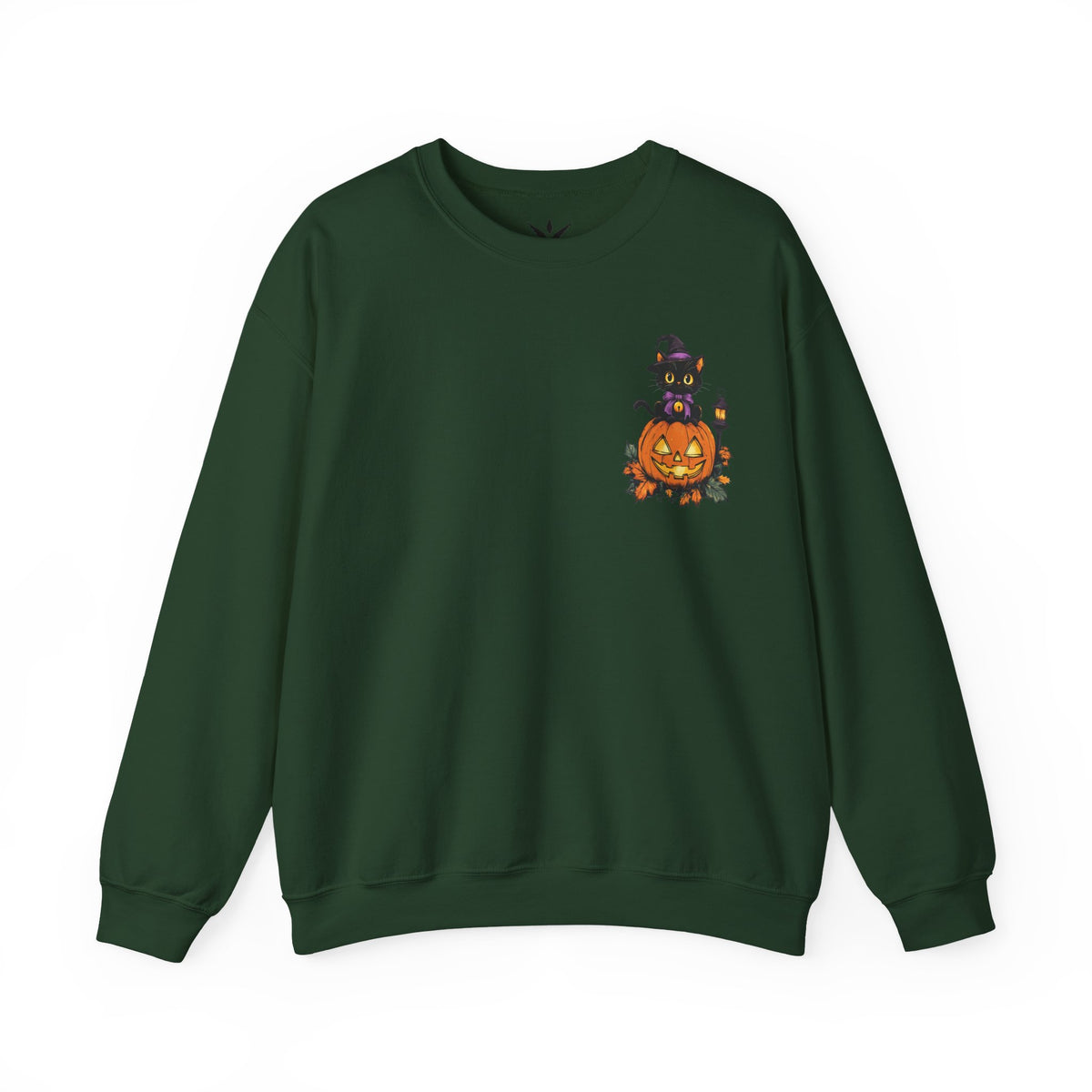 ORVIAN — Witch Cat Halloween Crewneck, Flying Black Cat & Pumpkin Patch Unisex Sweatshirt