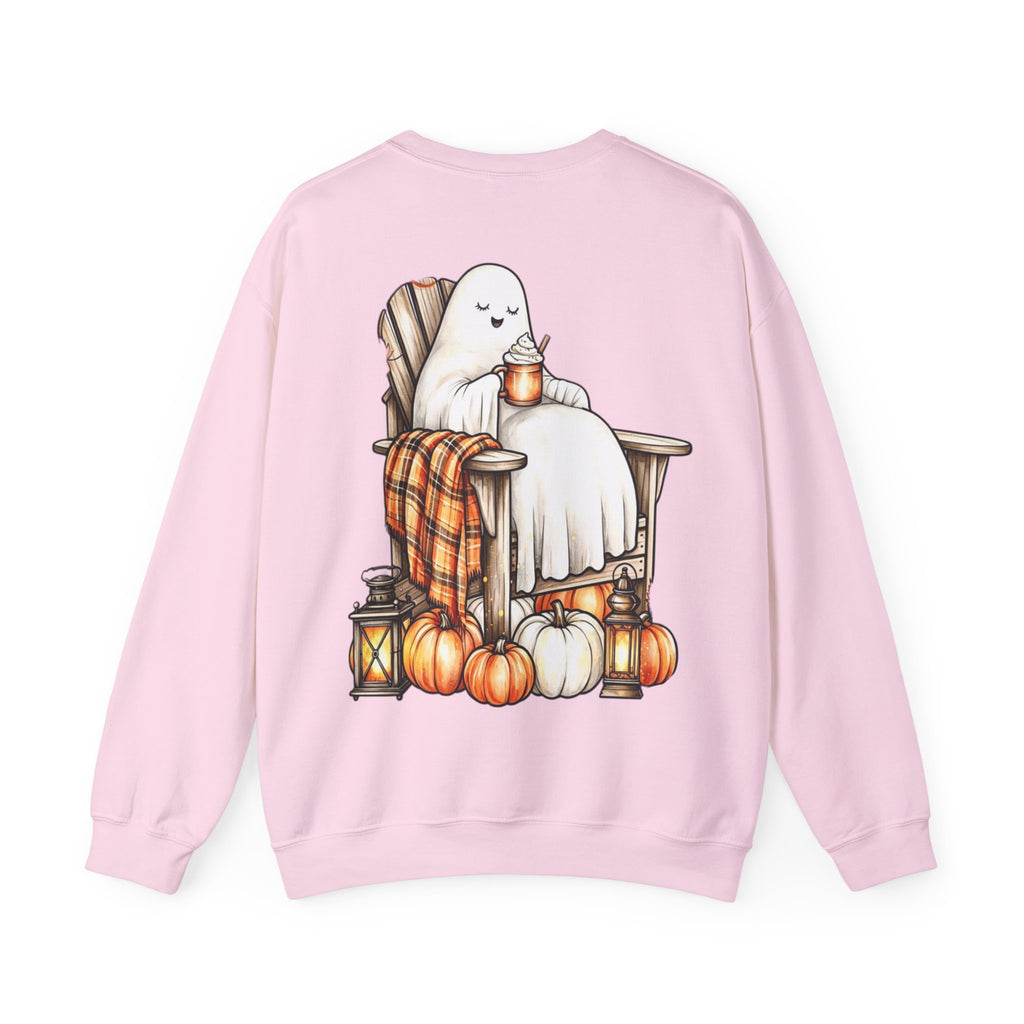 ORVIAN — Ghostly Coffee Break Coquette Bow Crewneck, Cozy Pumpkin Spice Halloween Unisex