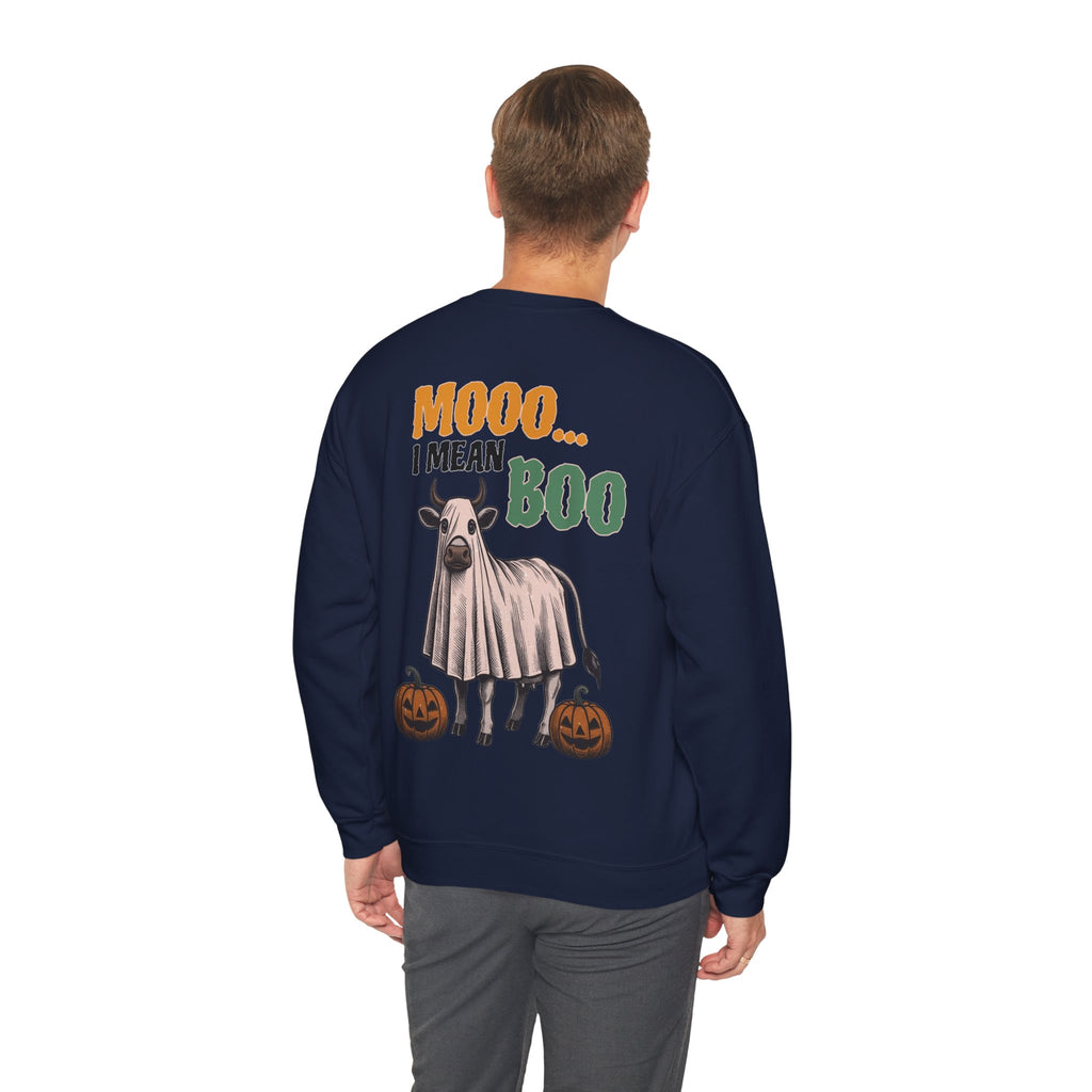 ORVIAN — Howdy Fall Wéstern Pumpkin & Ghost Cow Crewneck, Moo I Mean Boo Halloween Unisex