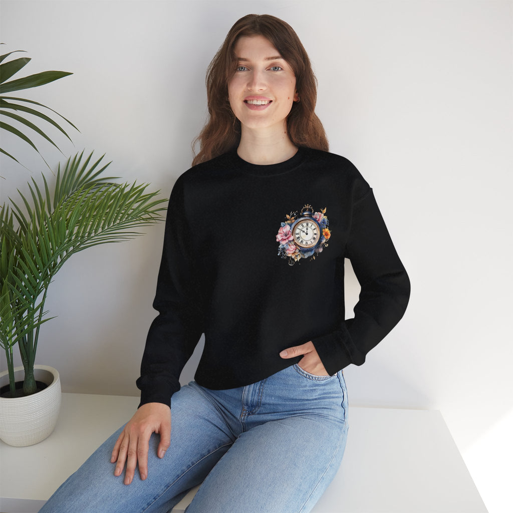 ORVIAN — Steampunk Floral Pocket Watch & Blooming Books Crewneck, Vintage Literary Unisex
